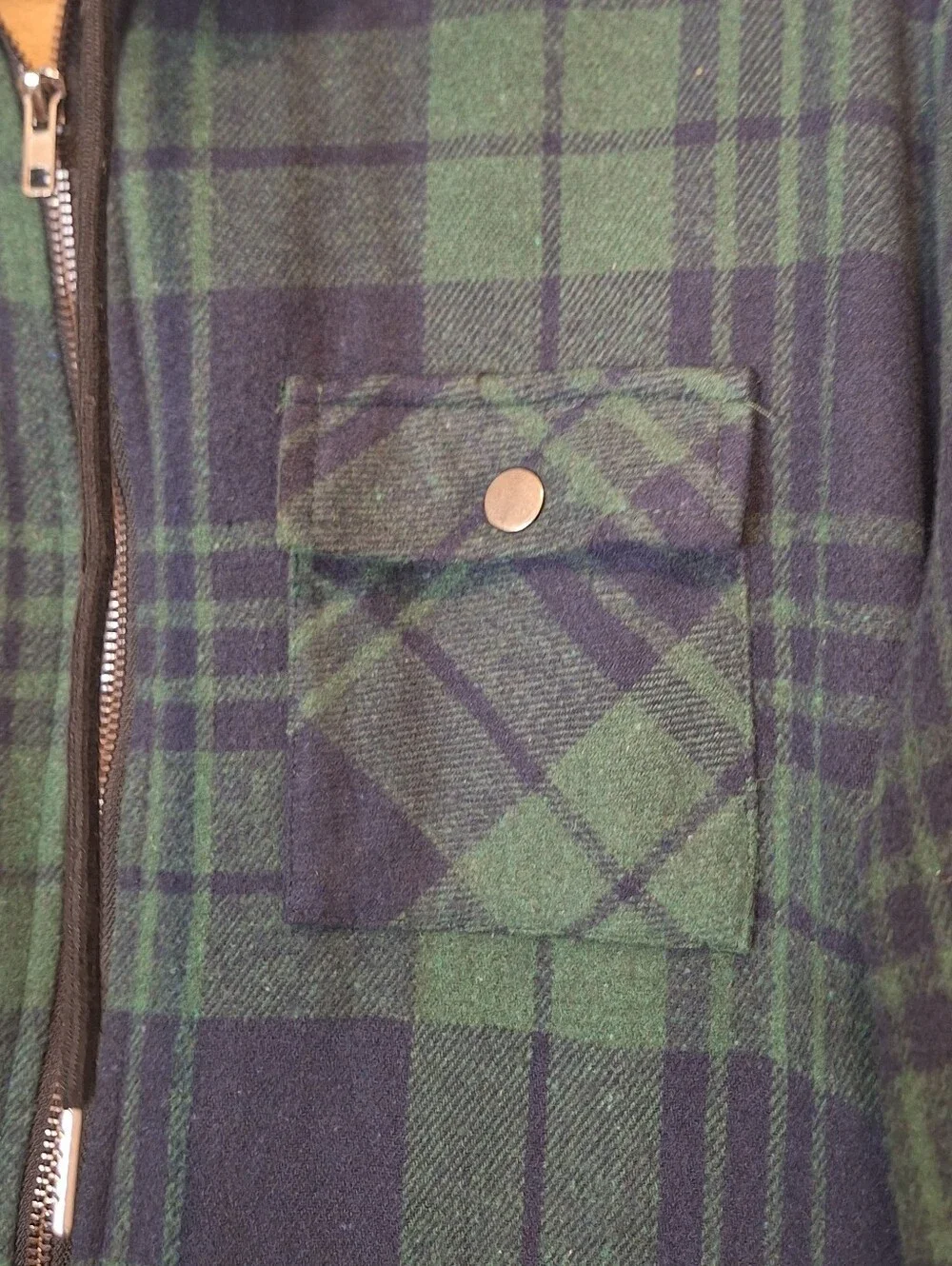 Coofandy Flannel Zip Up Hooded Jacket Sherpa Lined Green Navy Blue Plaid XL